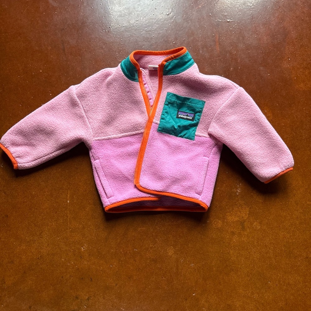 Patagonia Pink and Green Fleece Jacket